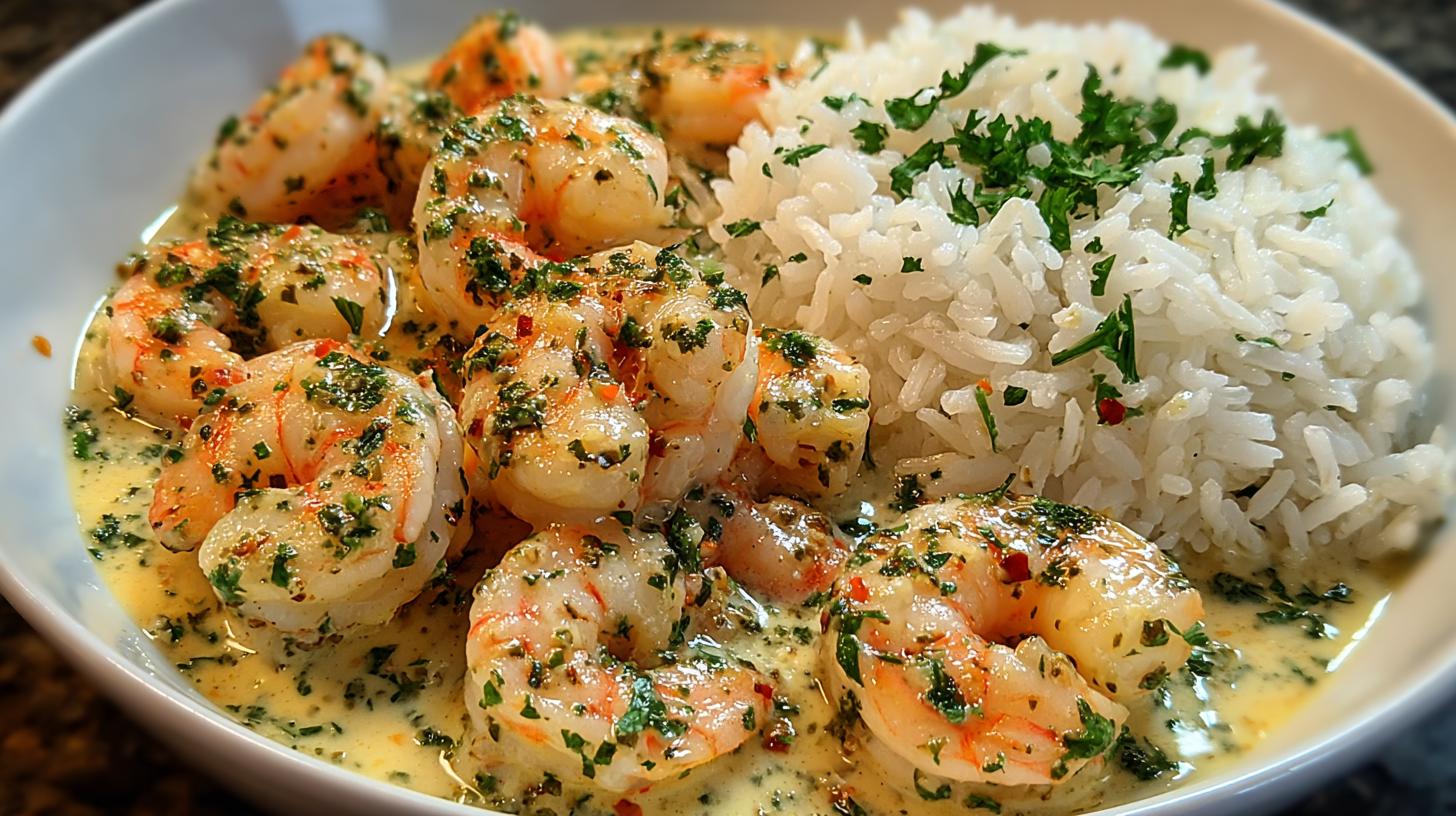 Creamy garlic shrimp
