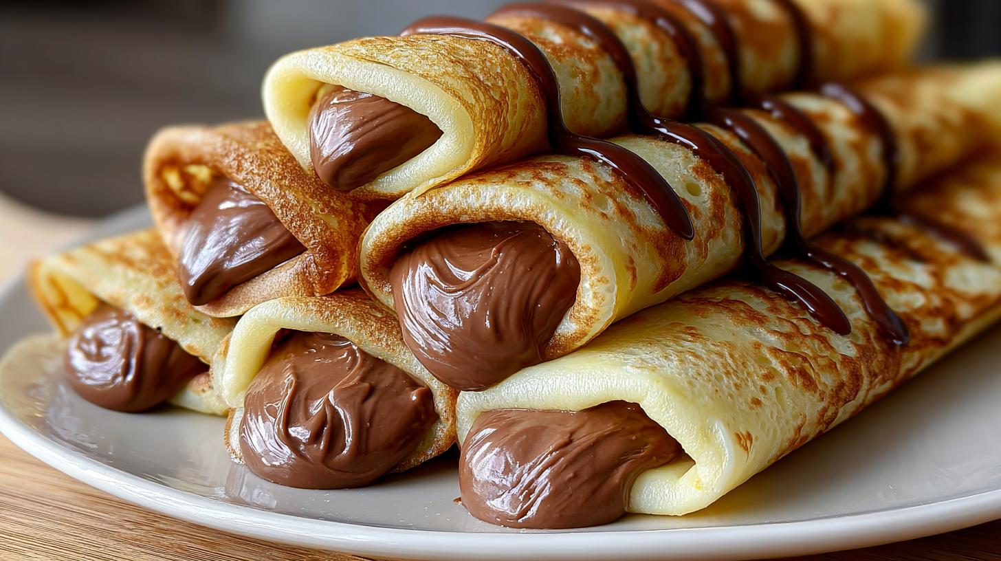 Nutella stuffed crepe rolls