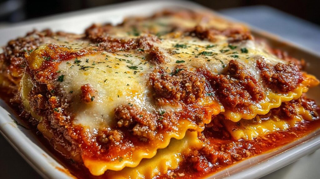 cheesy baked ravioli