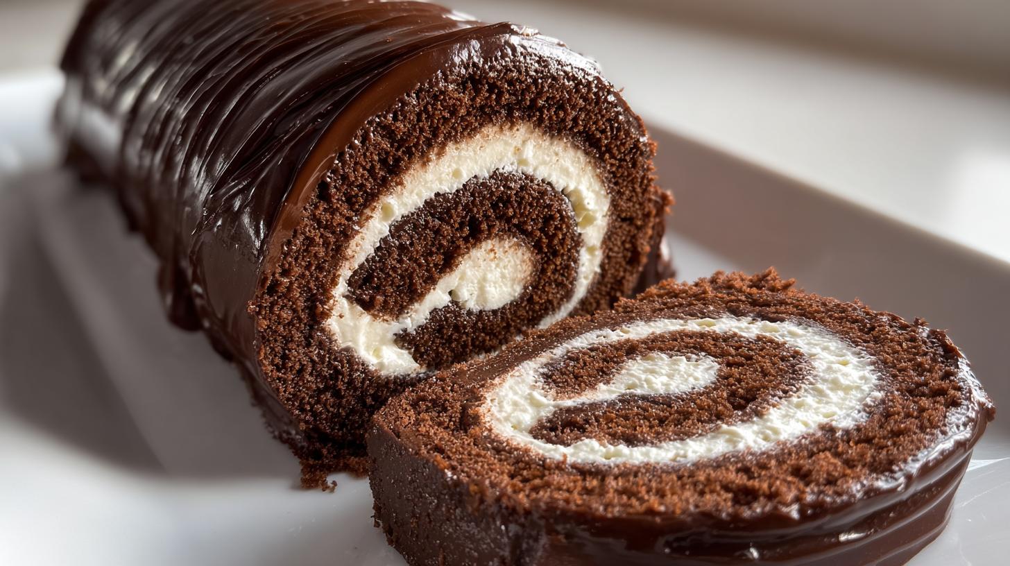 chocolate cream Swiss roll