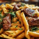 creamy steak pasta