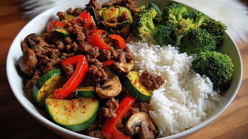ground beef rice bowl