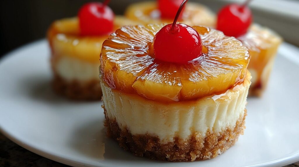 mini pineapple upside down cheesecakes