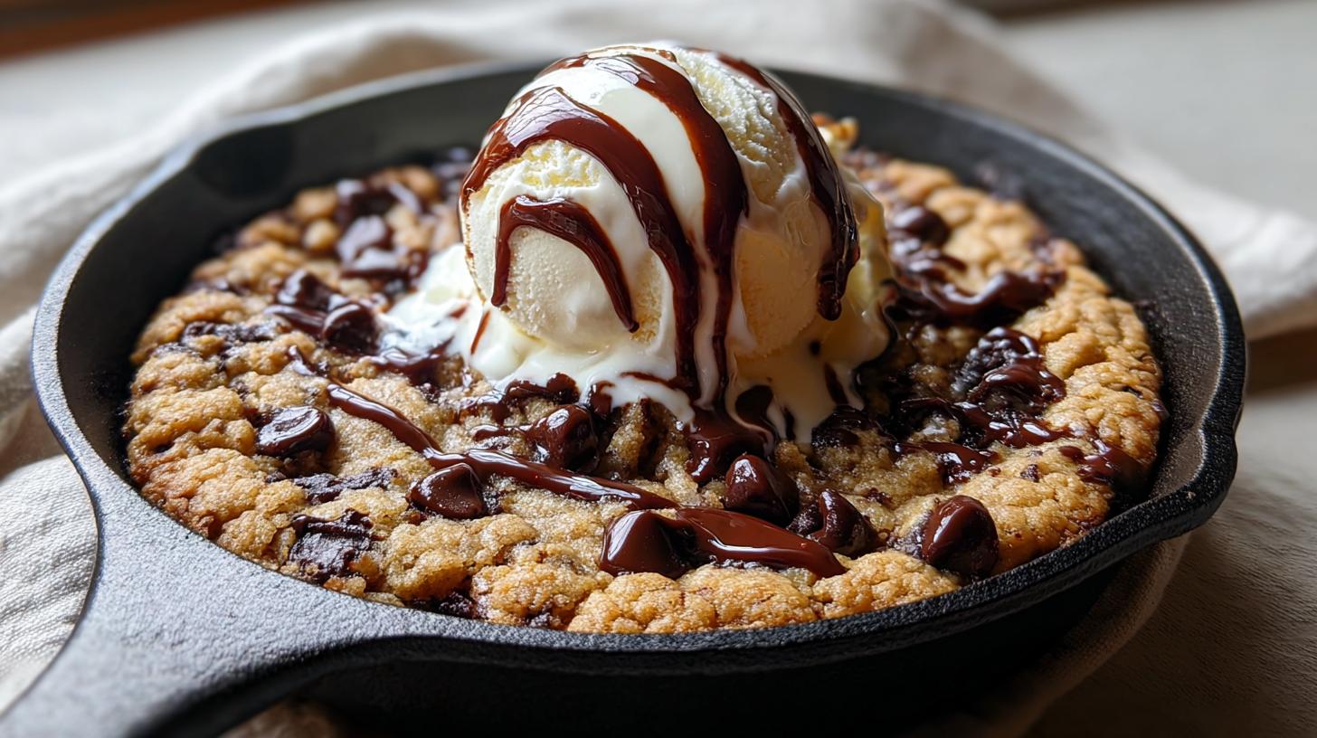 skillet oatmeal chocolate chip cookie