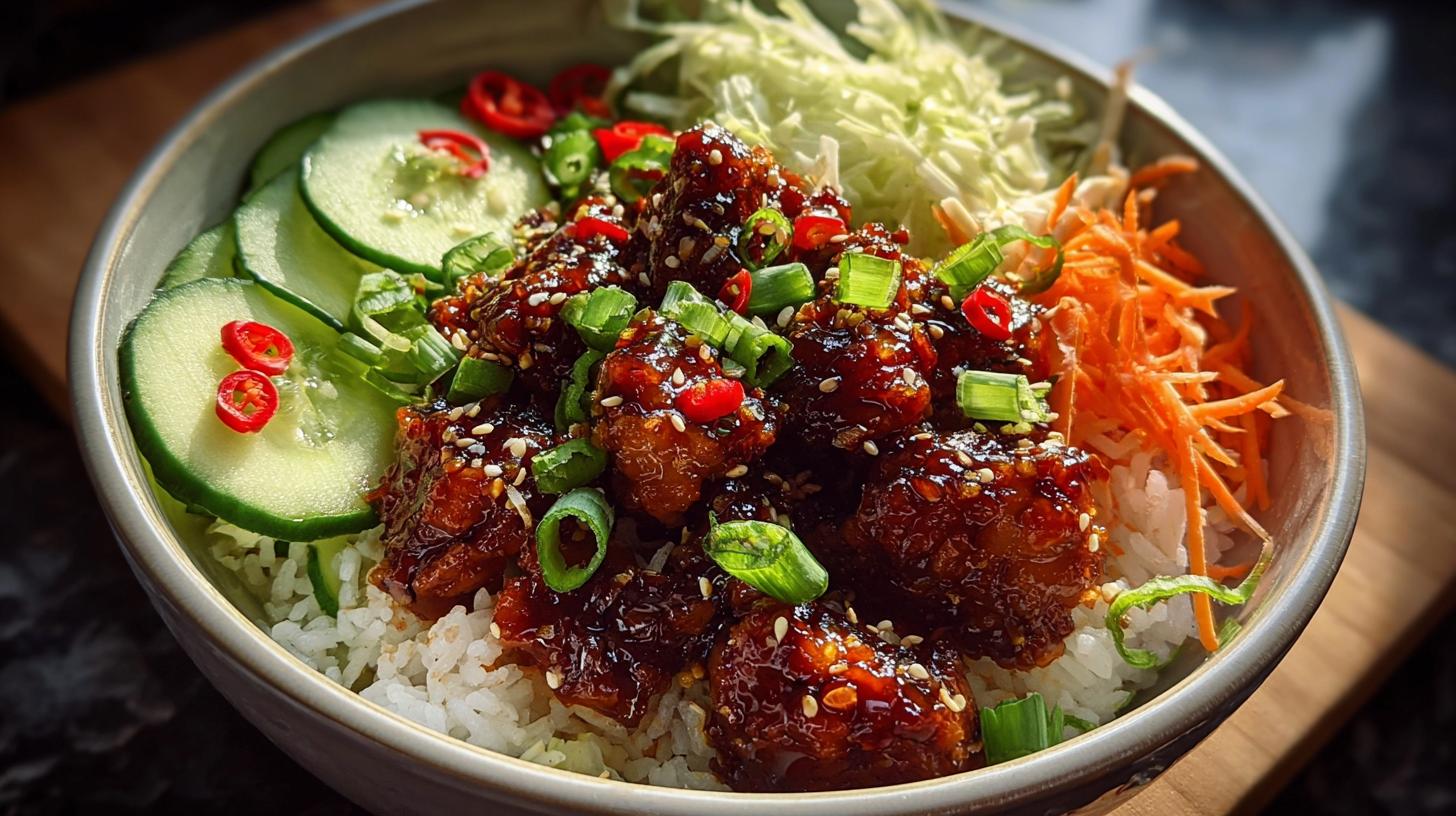 spicy chicken rice bowl