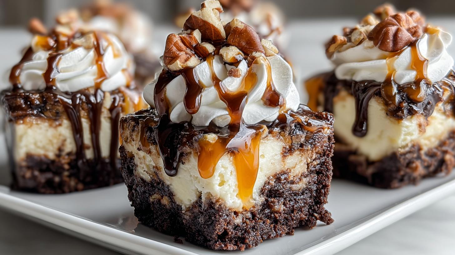 turtle brownie cheesecake bites