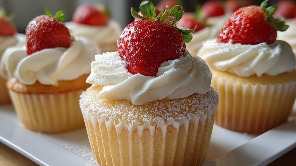 vanilla strawberry cupcakes