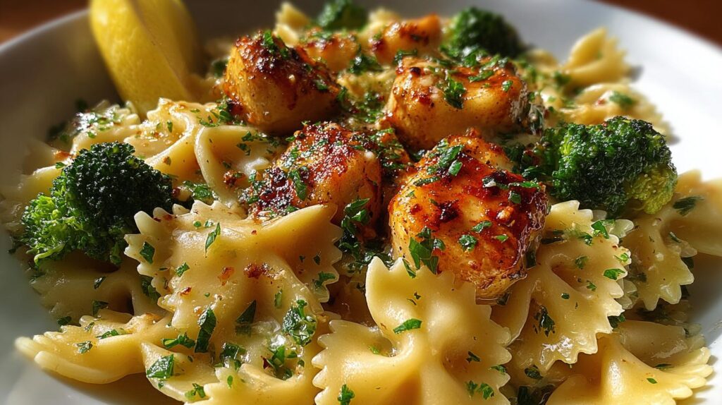 Cowboy chicken broccoli butter lemon bowtie