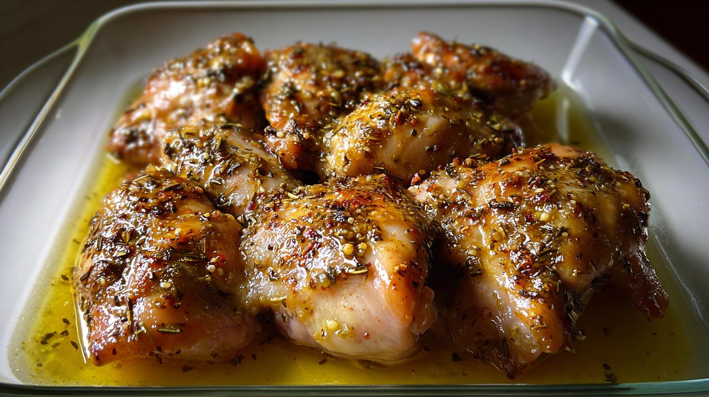 Garlic herb marinated chicken thighs