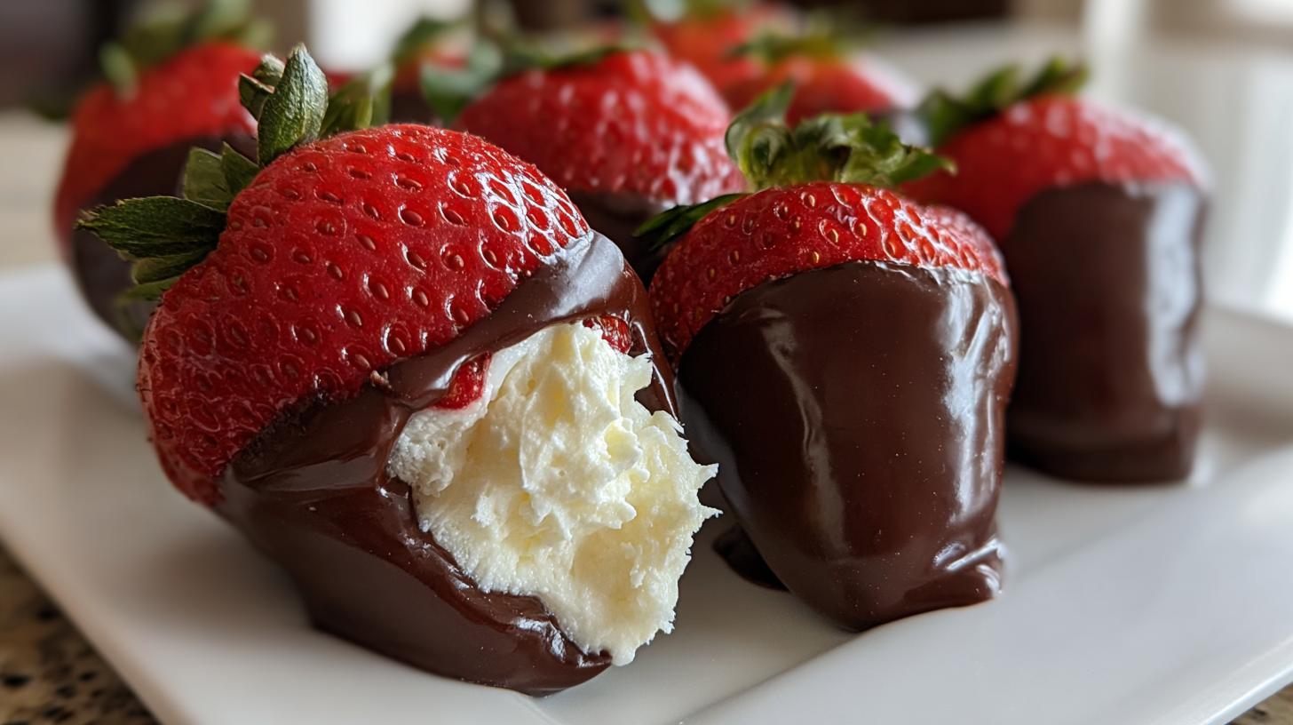 cheesecake-stuffed chocolate covered strawberries