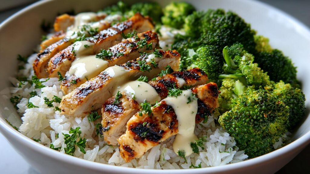 chicken broccoli rice bowl