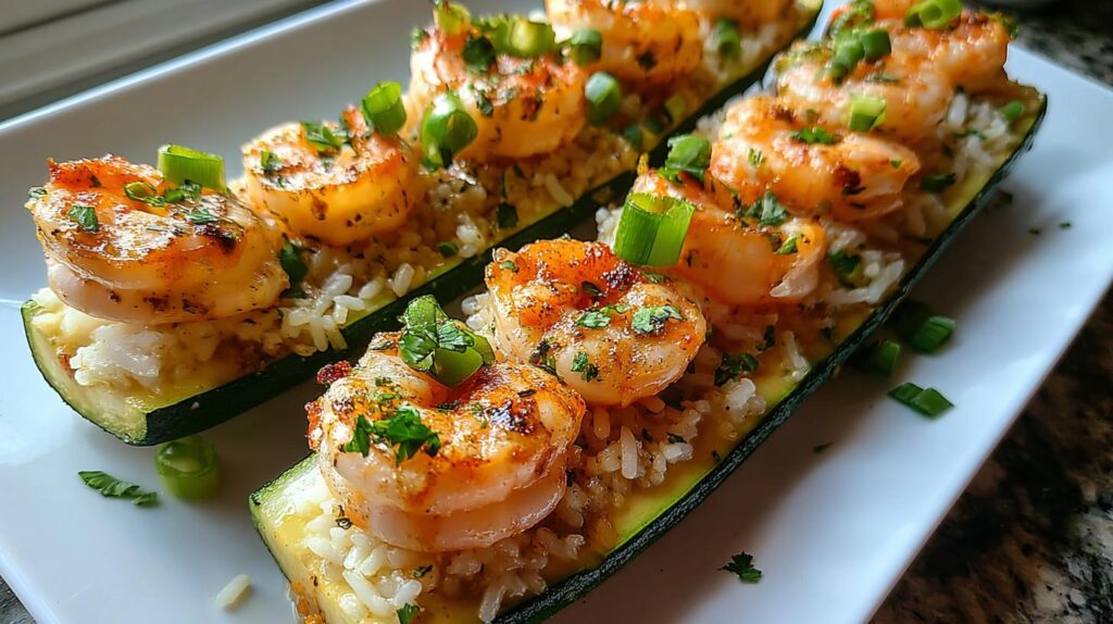 garlic butter shrimp zucchini boats