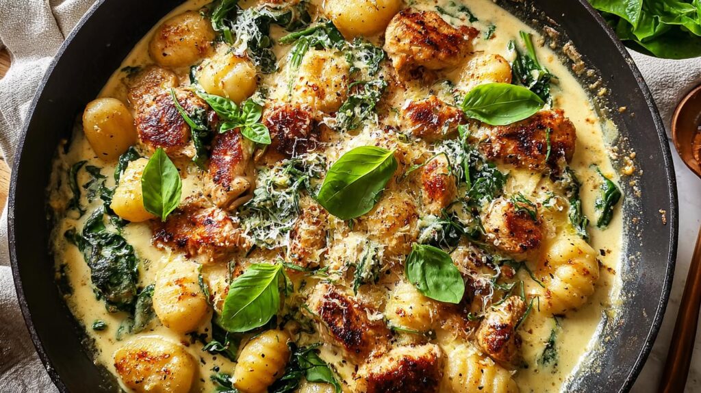 garlic chicken gnocchi skillet