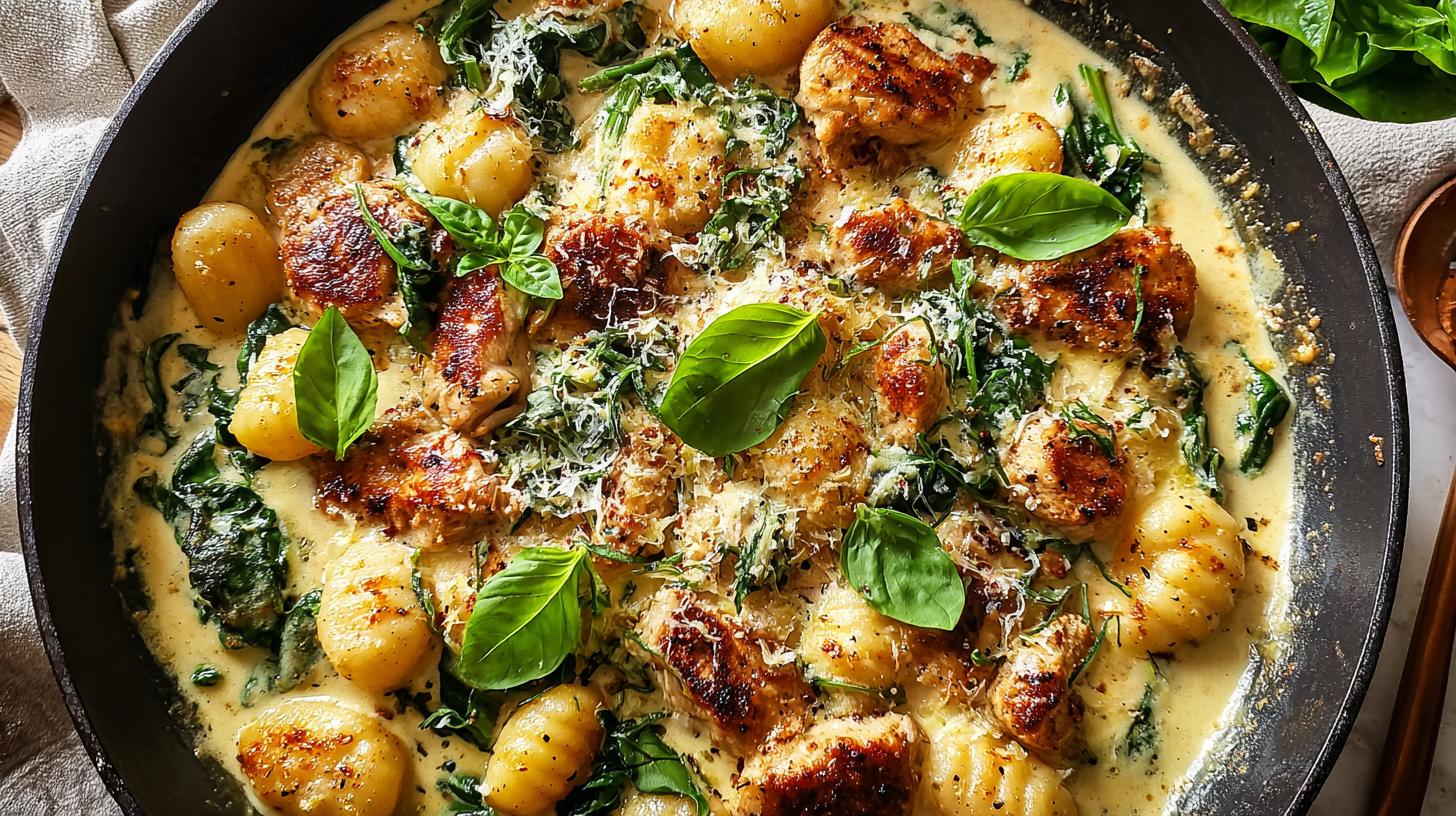 garlic chicken gnocchi skillet