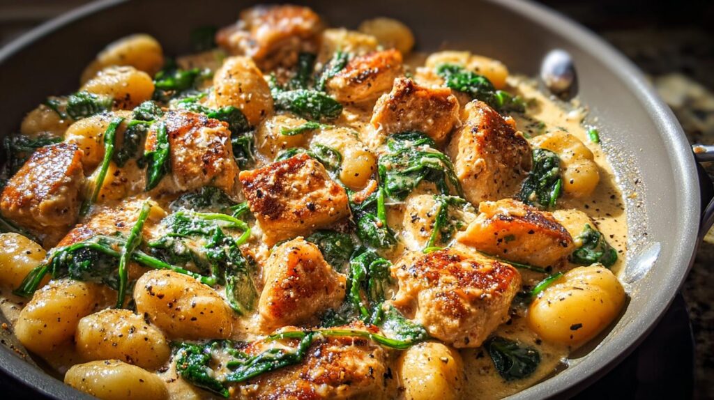 garlic chicken gnocchi skillet