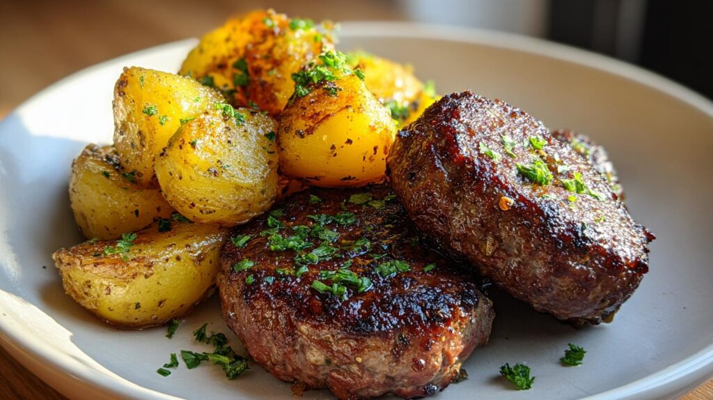 hamburger steaks with potatoes