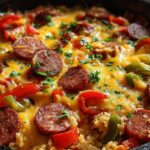 Cheesy Smoked Sausage and Rice Skillet