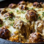 French Onion Meatball Rice Skillet
