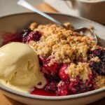 Mixed Berry Crumble with Vanilla Custard