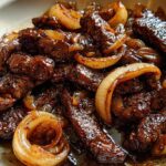 black pepper beef and onion skillet