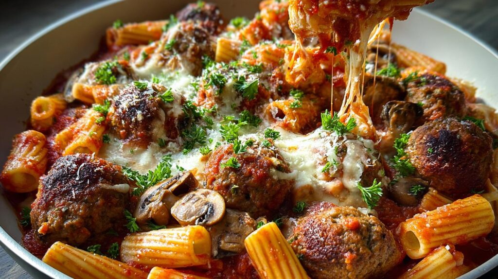 cheesy meatball rigatoni