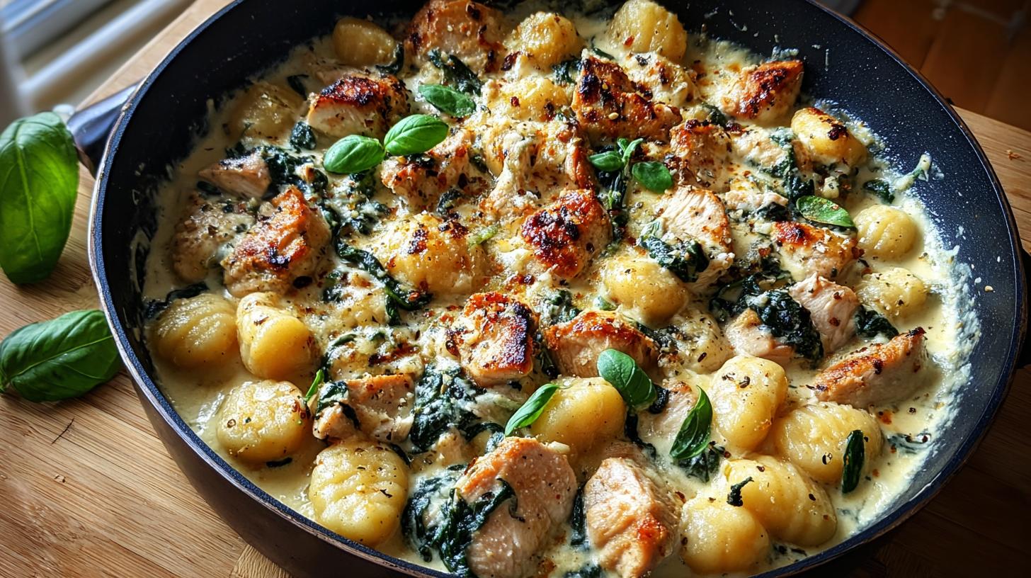 garlic chicken gnocchi skillet