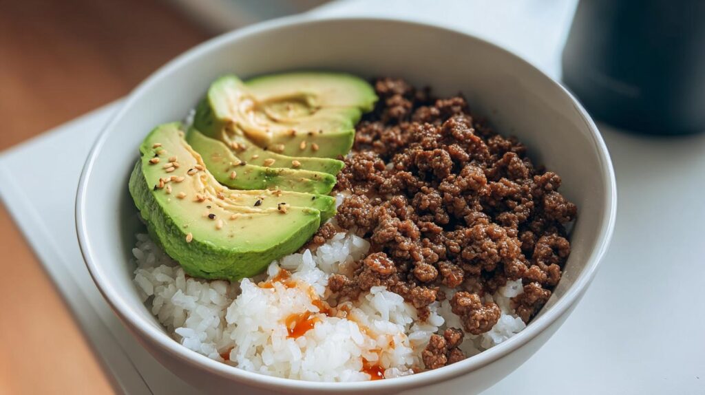 ground beef rice bowl