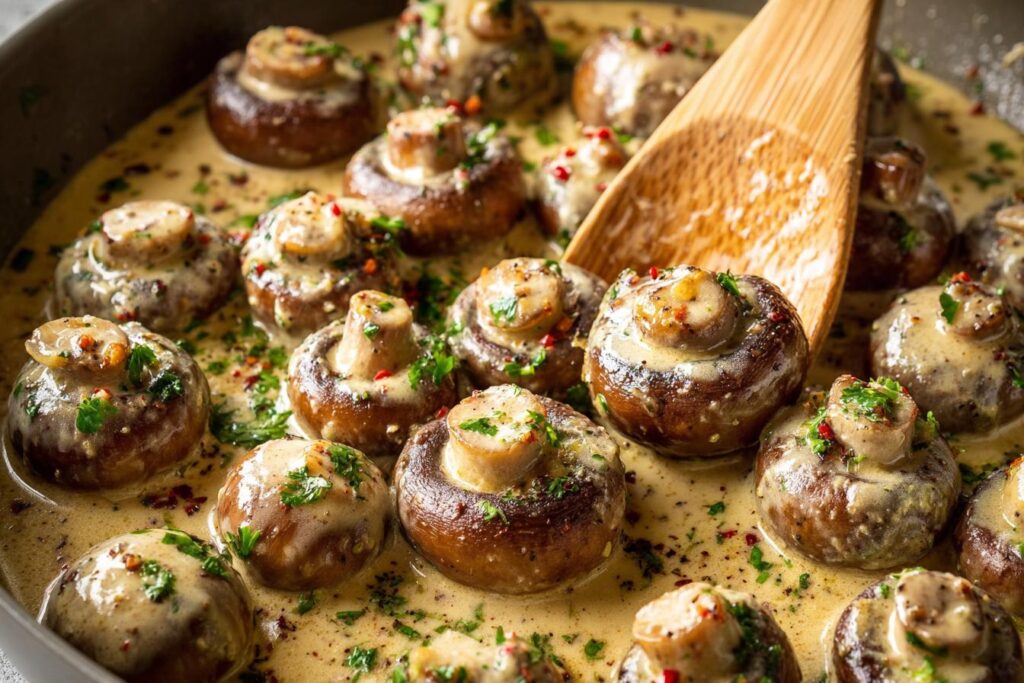 creamy garlic Parmesan mushrooms