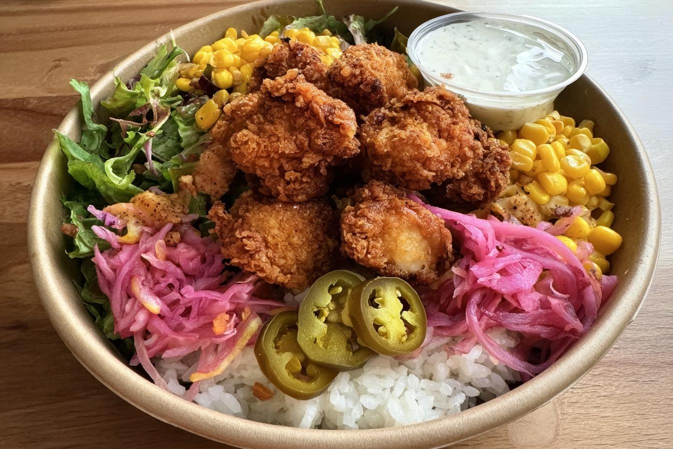 crispy chicken rice bowl