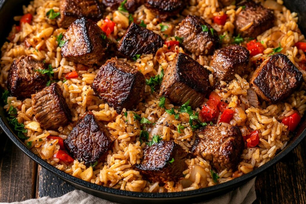 Steak Bites and Rice