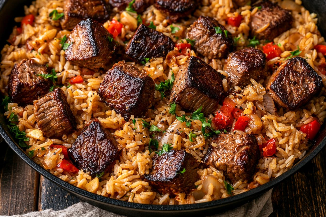 Steak Bites and Rice